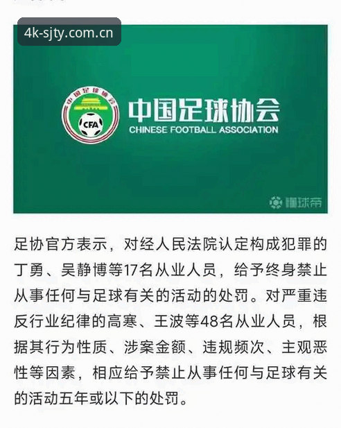 中国足协第三批禁足名单全面评测：17人终身禁赛背后的行业警示
